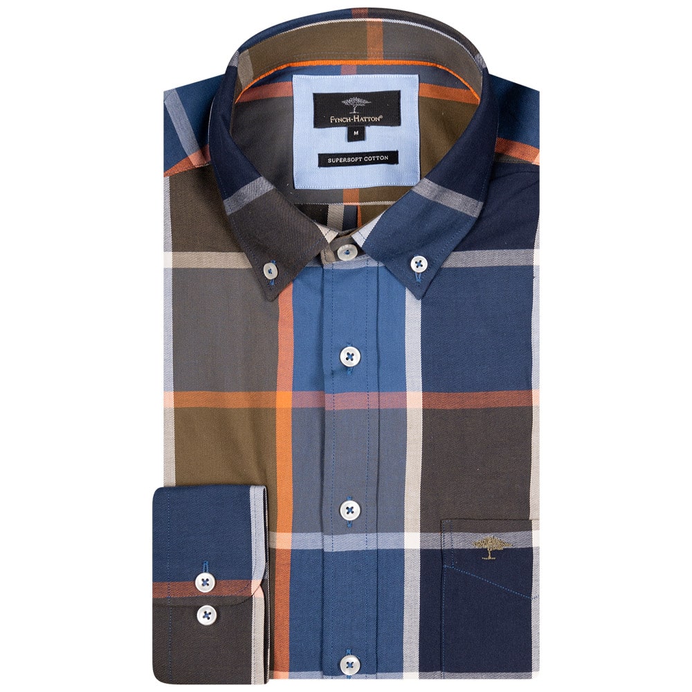 Fynch-Hatton Μπλε Πουκάμισο Button Down - 1308  7020