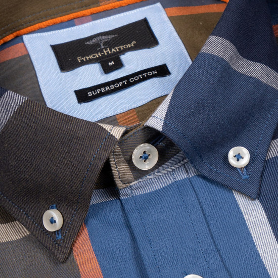 Fynch-Hatton Μπλε Πουκάμισο Button Down - 1308  7020