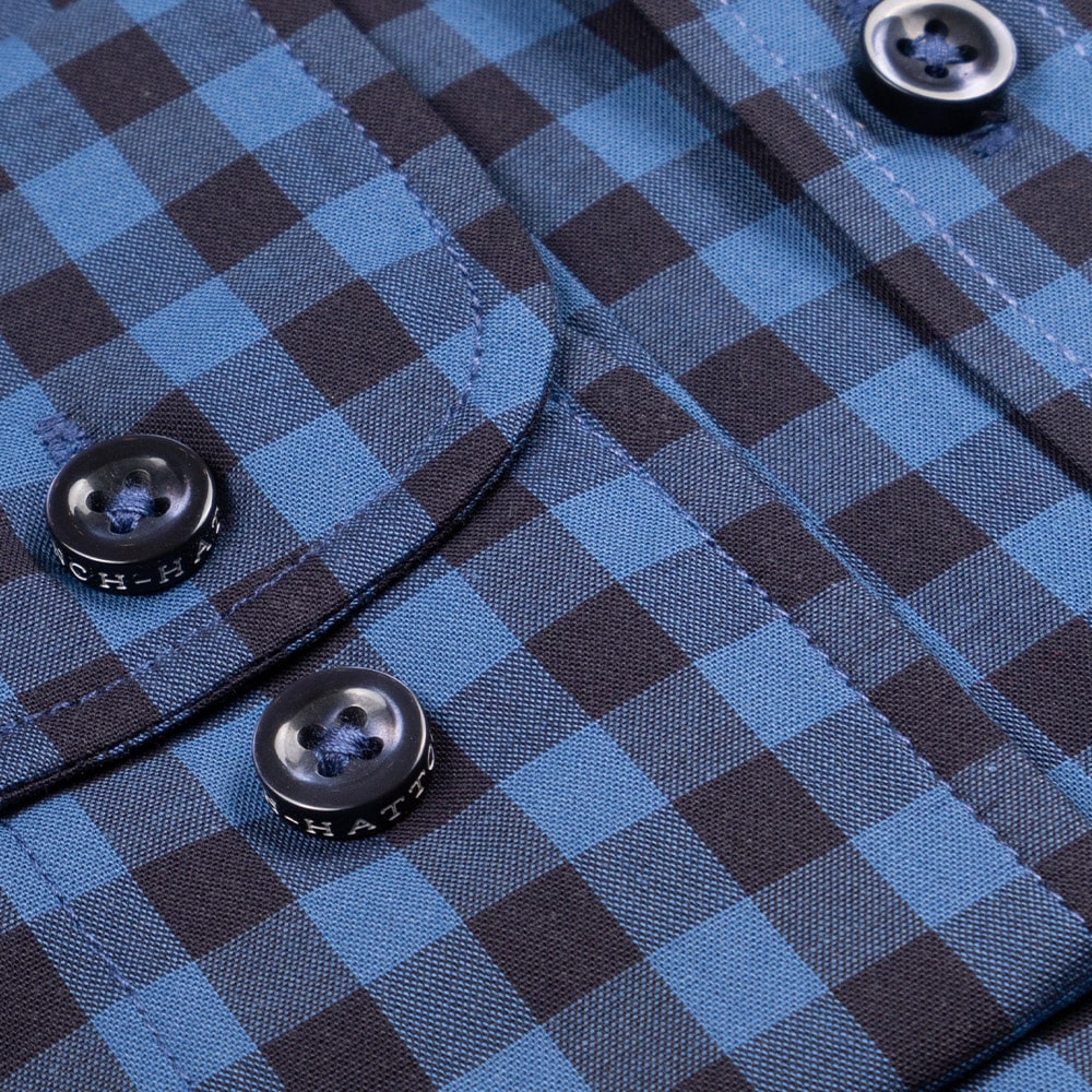 Fynch-Hatton Καρό Μπλε Πουκάμισο Button Down - 1314  8120