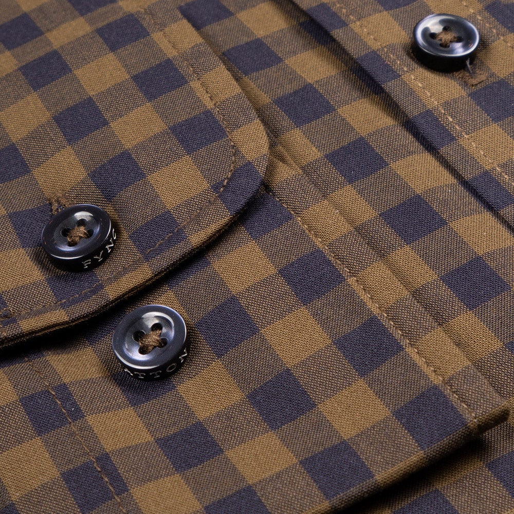 Fynch-Hatton Καρό Λαδί Πουκάμισο Button Down - 1314  8120