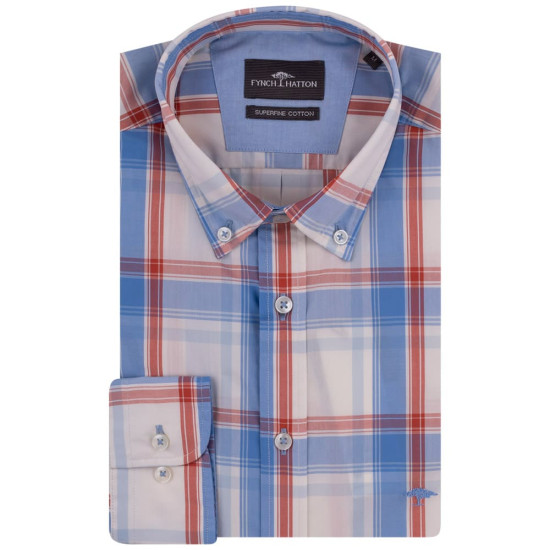 Fynch-Hatton Μπλε/Κόκκινο Καρό Πουκάμισο Button Down - 1402  7020