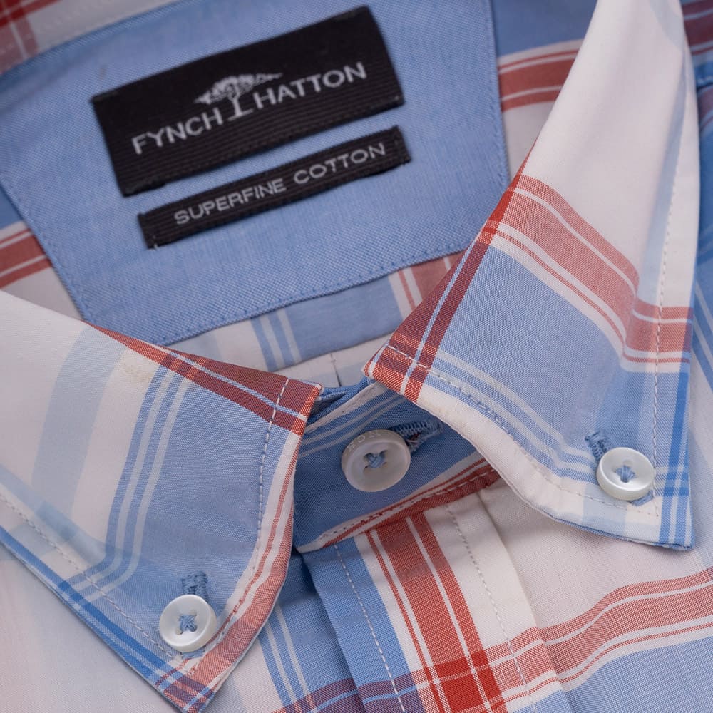Fynch-Hatton Μπλε/Κόκκινο Καρό Πουκάμισο Button Down - 1402  7020