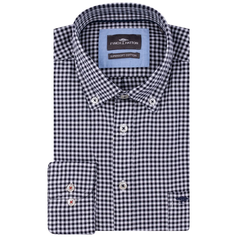 Fynch-Hatton Λευκό/Μαύρο Πουκάμισο Button Down - 1408  6020