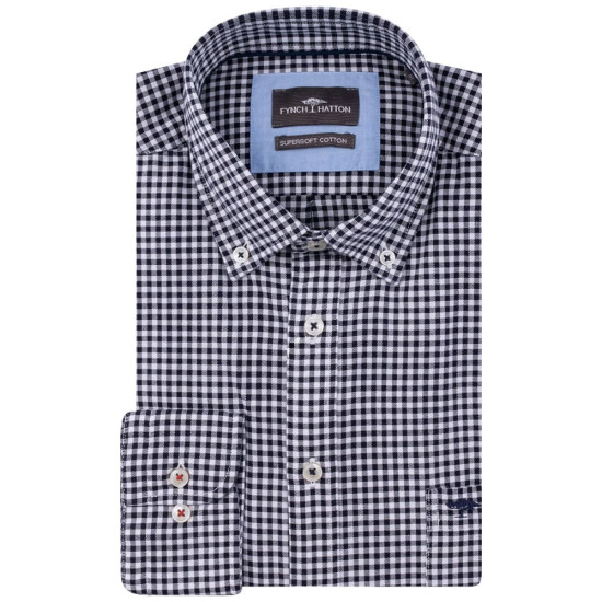 Fynch-Hatton Λευκό/Μαύρο Πουκάμισο Button Down - 1408  6020
