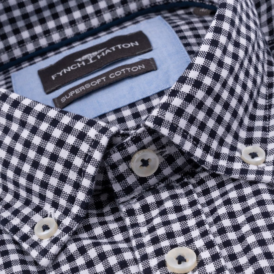 Fynch-Hatton Λευκό/Μαύρο Πουκάμισο Button Down - 1408  6020