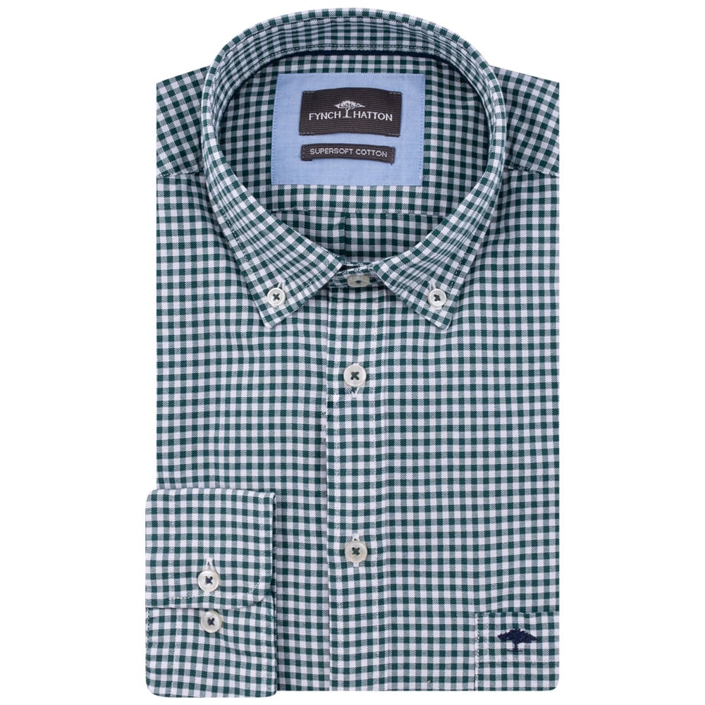 Fynch-Hatton Λευκό/Πράσινο Πουκάμισο Button Down - 1408  6020