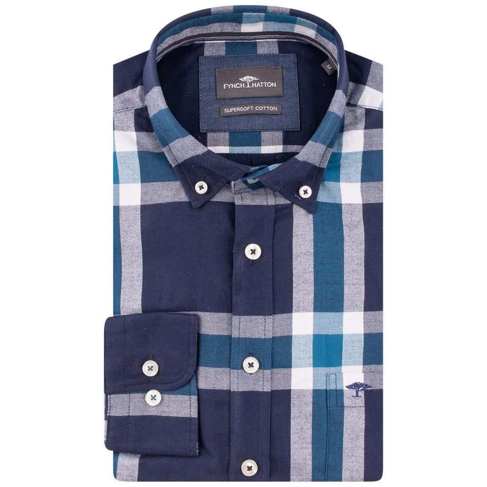 Fynch-Hatton Μπλε Πουκάμισο Button Down - 1409  8000