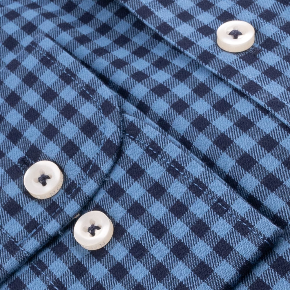 Fynch-Hatton Μπλε Πουκάμισο Button Down Καρό - 1410  8040