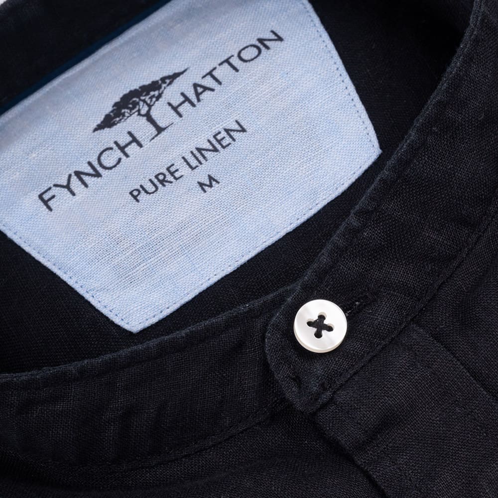 Fynch-Hatton Μαύρο Πουκάμισο Mao 100% Λινό - 1413  6008