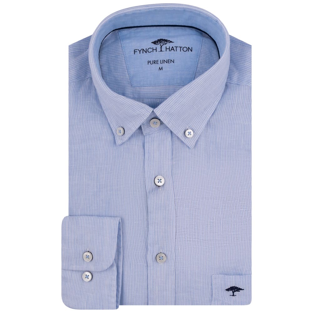 Fynch-Hatton Γαλάζιο Πουκάμισο 100% Linen - 1413  6010