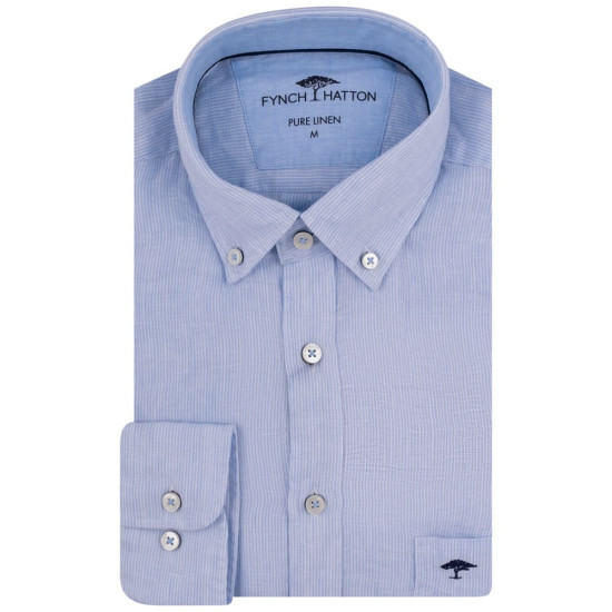 Fynch-Hatton Γαλάζιο Πουκάμισο 100% Linen - 1413  6010
