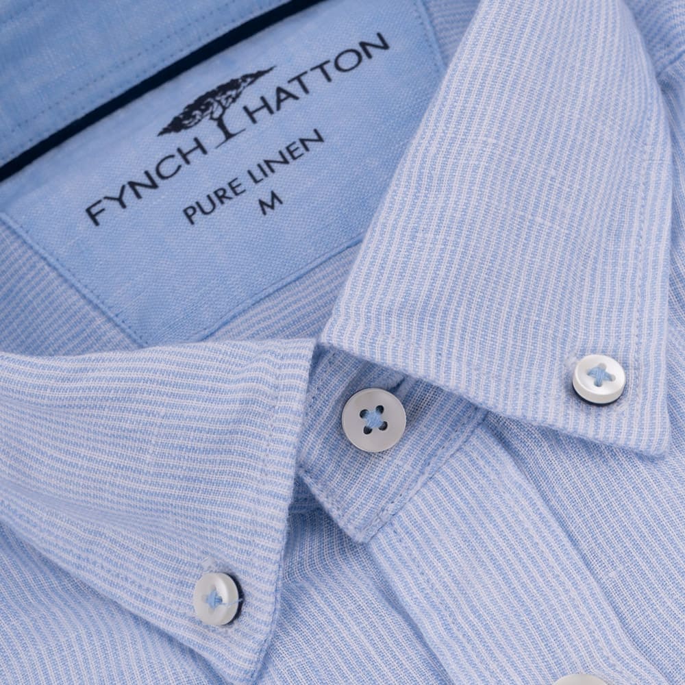 Fynch-Hatton Γαλάζιο Πουκάμισο 100% Linen - 1413  6010