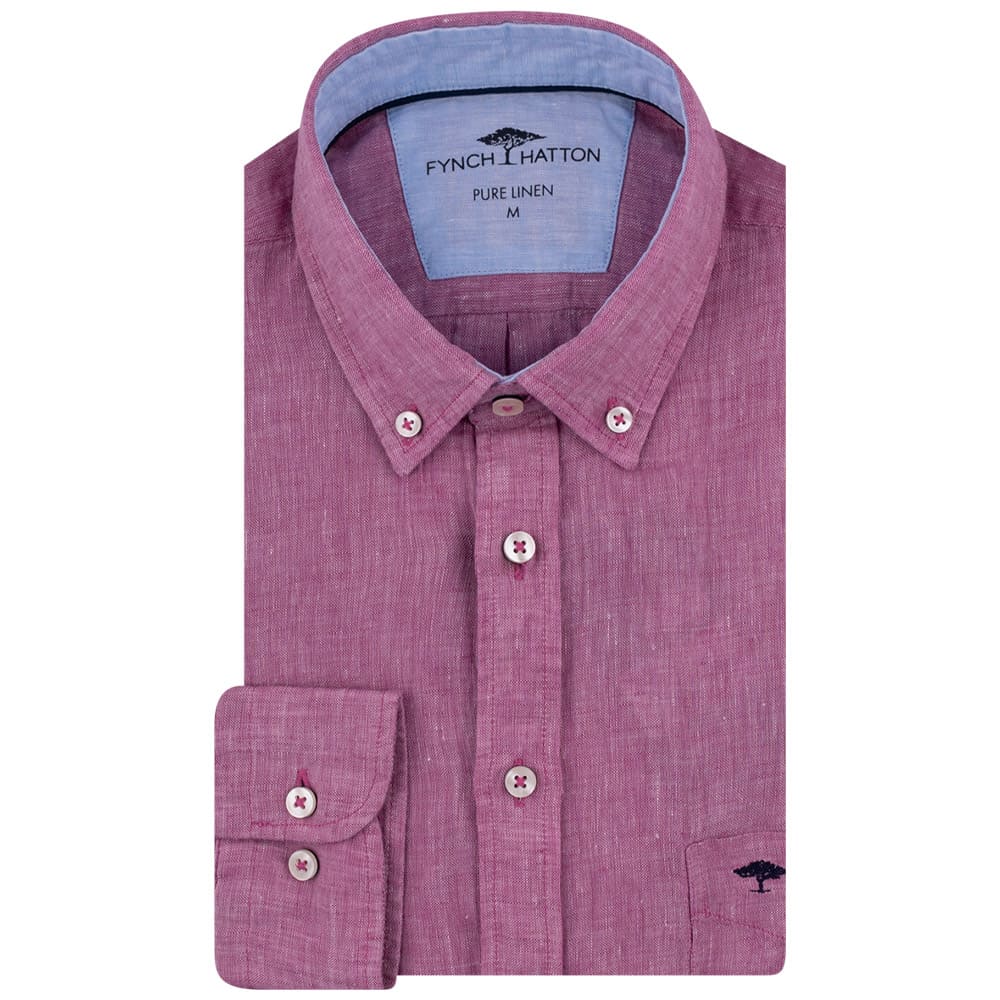 Fynch-Hatton Μωβ Πουκάμισο 100% Linen - 1413  6000