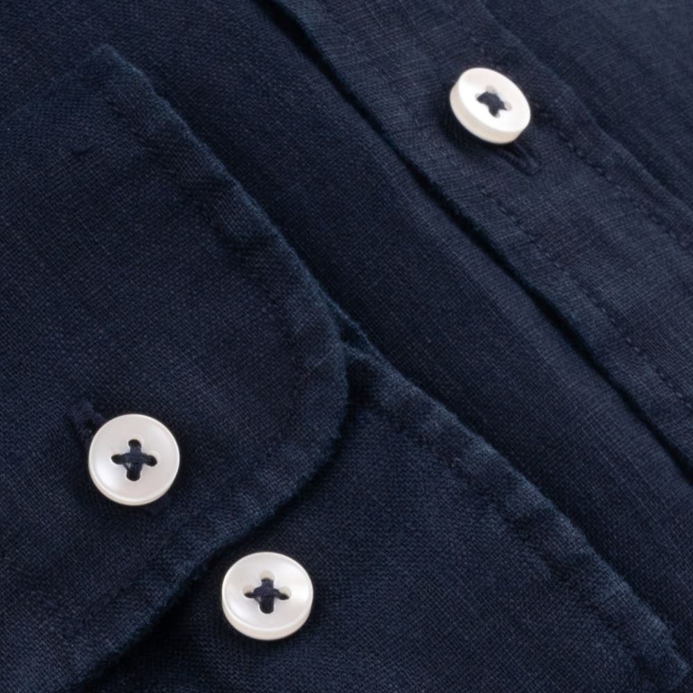 Fynch-Hatton Μπλε Σκούρο Πουκάμισο 100% Linen - 1413  6000
