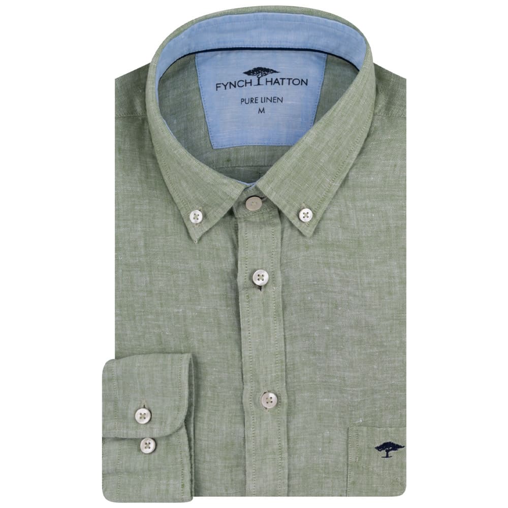 Fynch Hatton Πράσινο Πουκάμισο 100% Linen 1413  6000