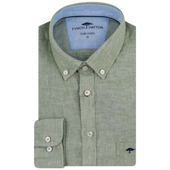 Fynch Hatton Πράσινο Πουκάμισο 100% Linen 1413  6000
