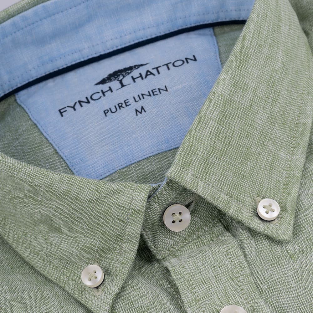 Fynch Hatton Πράσινο Πουκάμισο 100% Linen 1413  6000