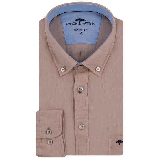 Fynch-Hatton Μπεζ Πουκάμισο 100% Linen - 1413  6000
