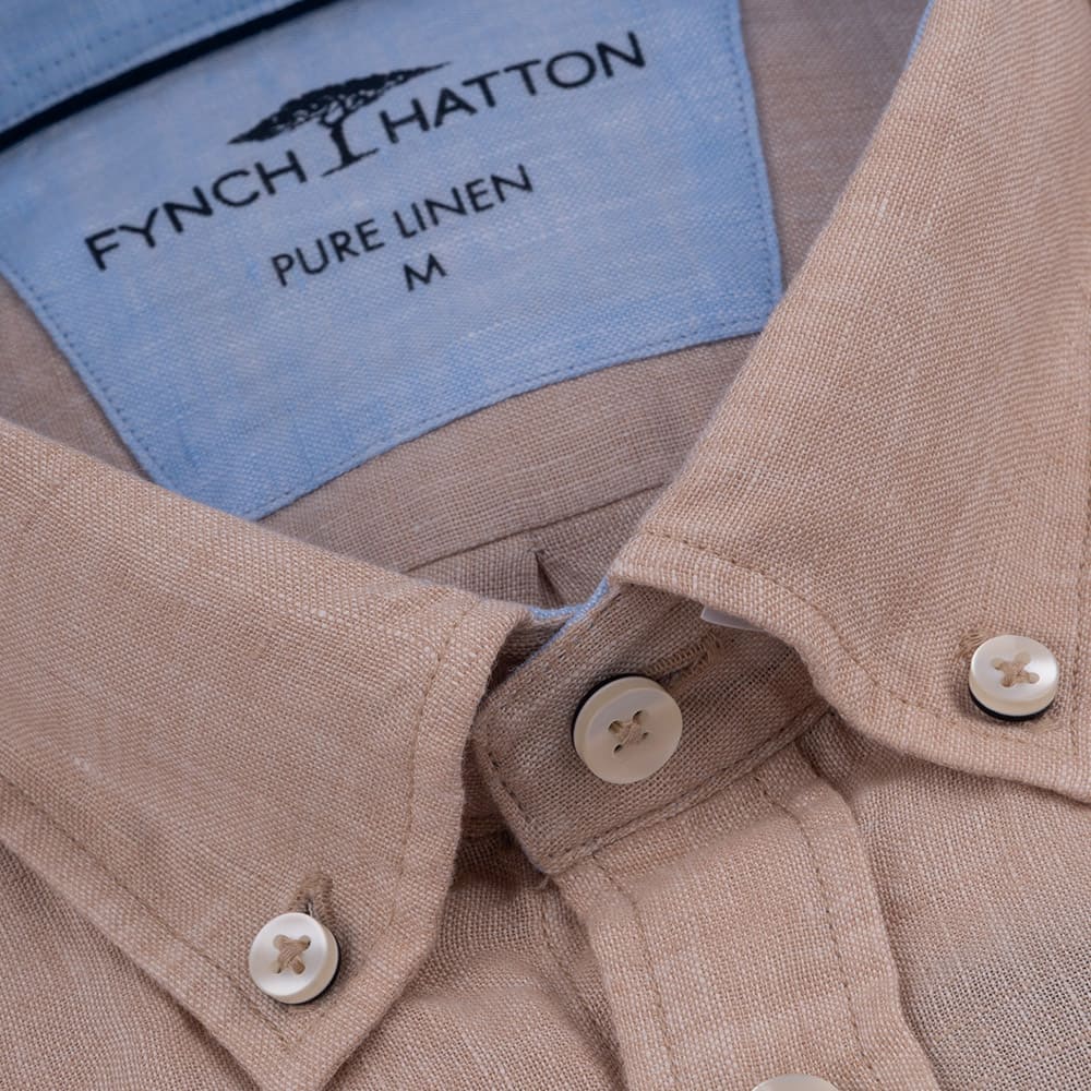 Fynch-Hatton Μπεζ Πουκάμισο 100% Linen - 1413  6000