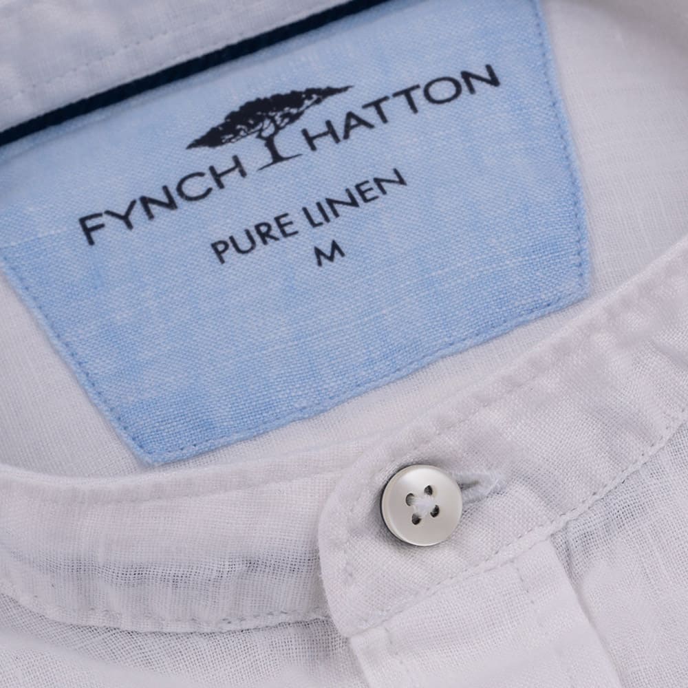 Fynch-Hatton Λευκό Πουκάμισο Mao 100% Λινό - 1413  6008
