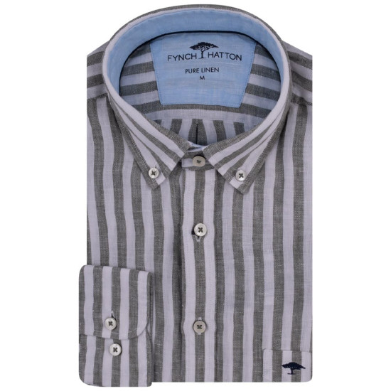Fynch-Hatton Λευκό Ριγέ Πουκάμισο 100% Linen - 1413  6020