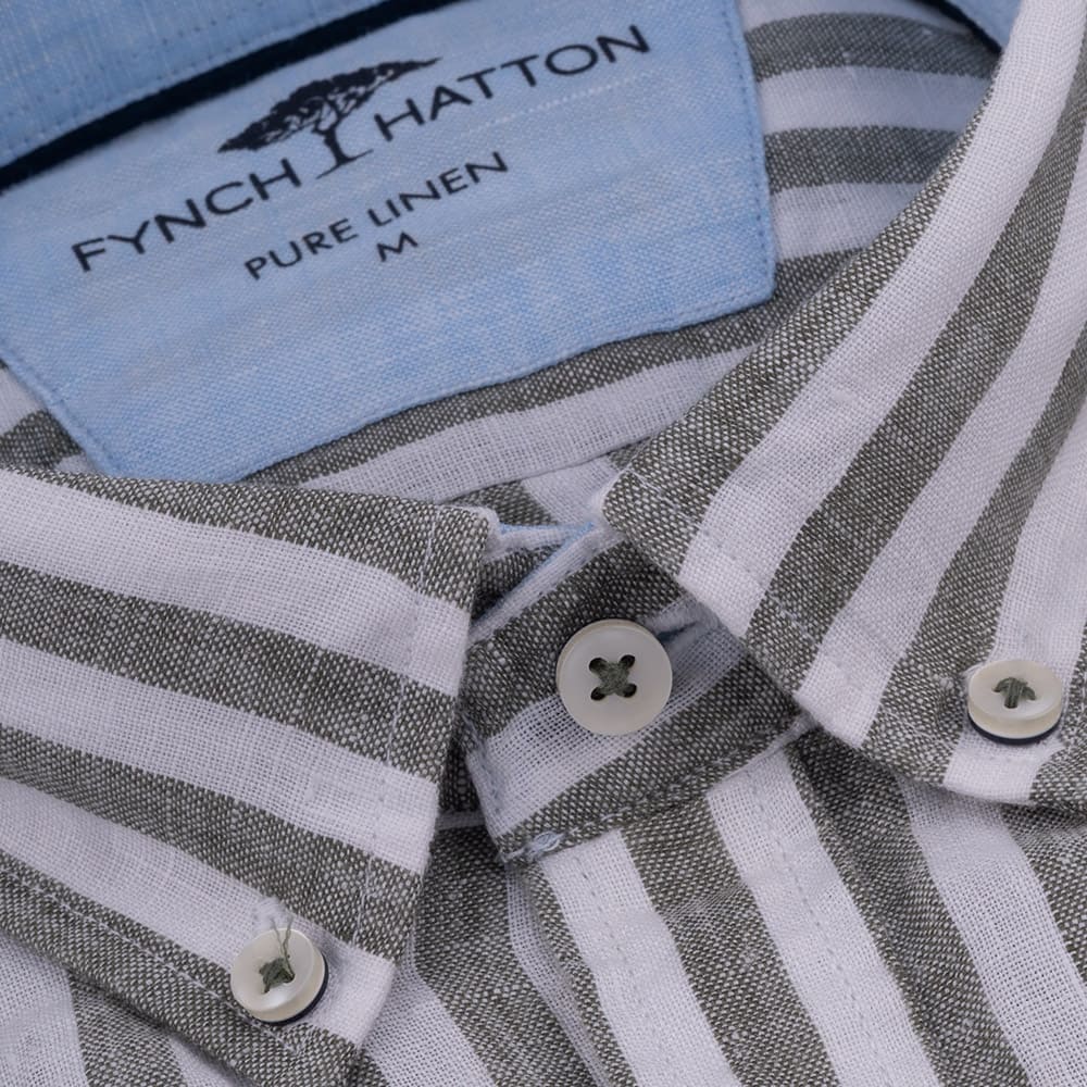 Fynch-Hatton Λευκό Ριγέ Πουκάμισο 100% Linen - 1413  6020