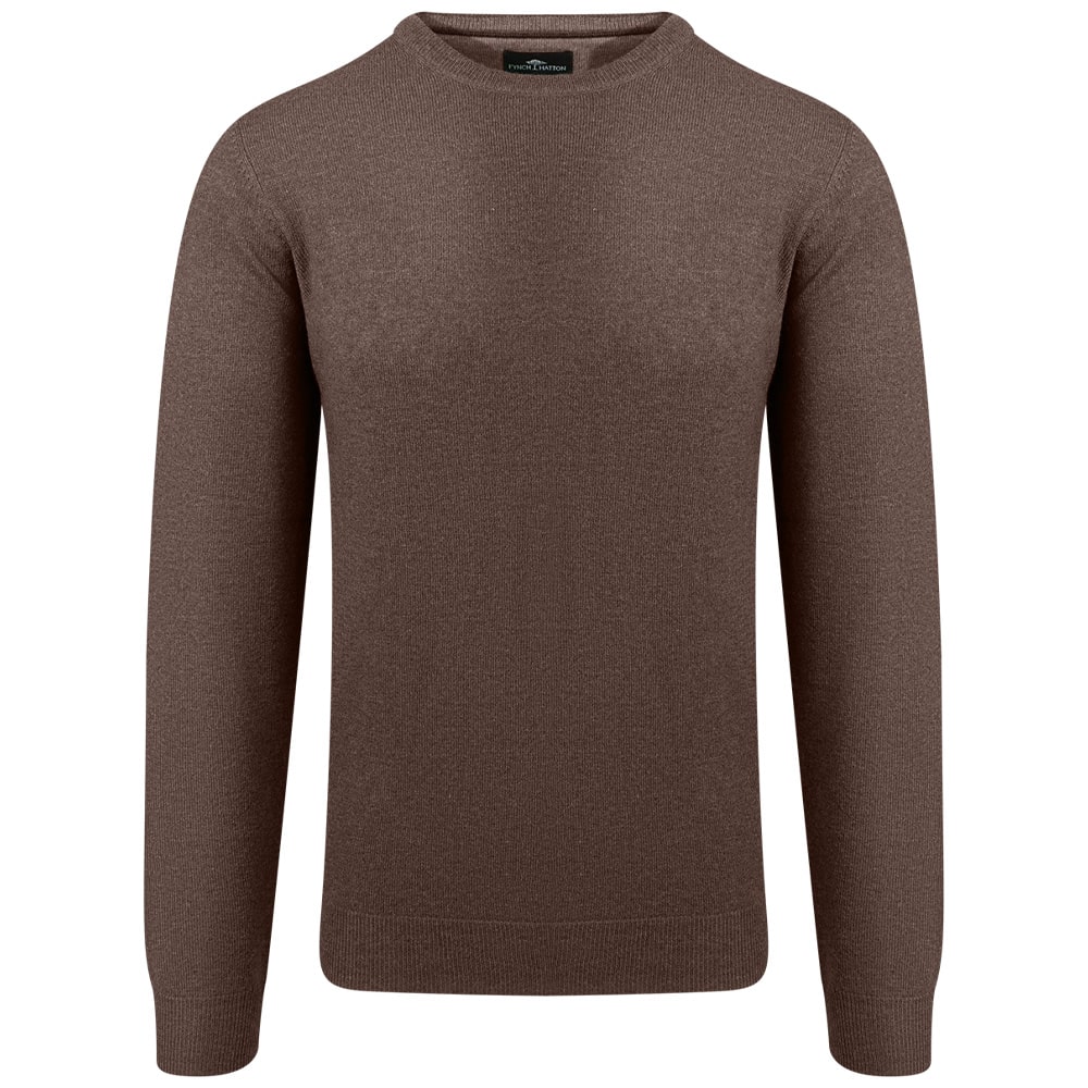Fynch-Hatton Καφέ Πουλόβερ C Neck 100% Wool - 1509  715