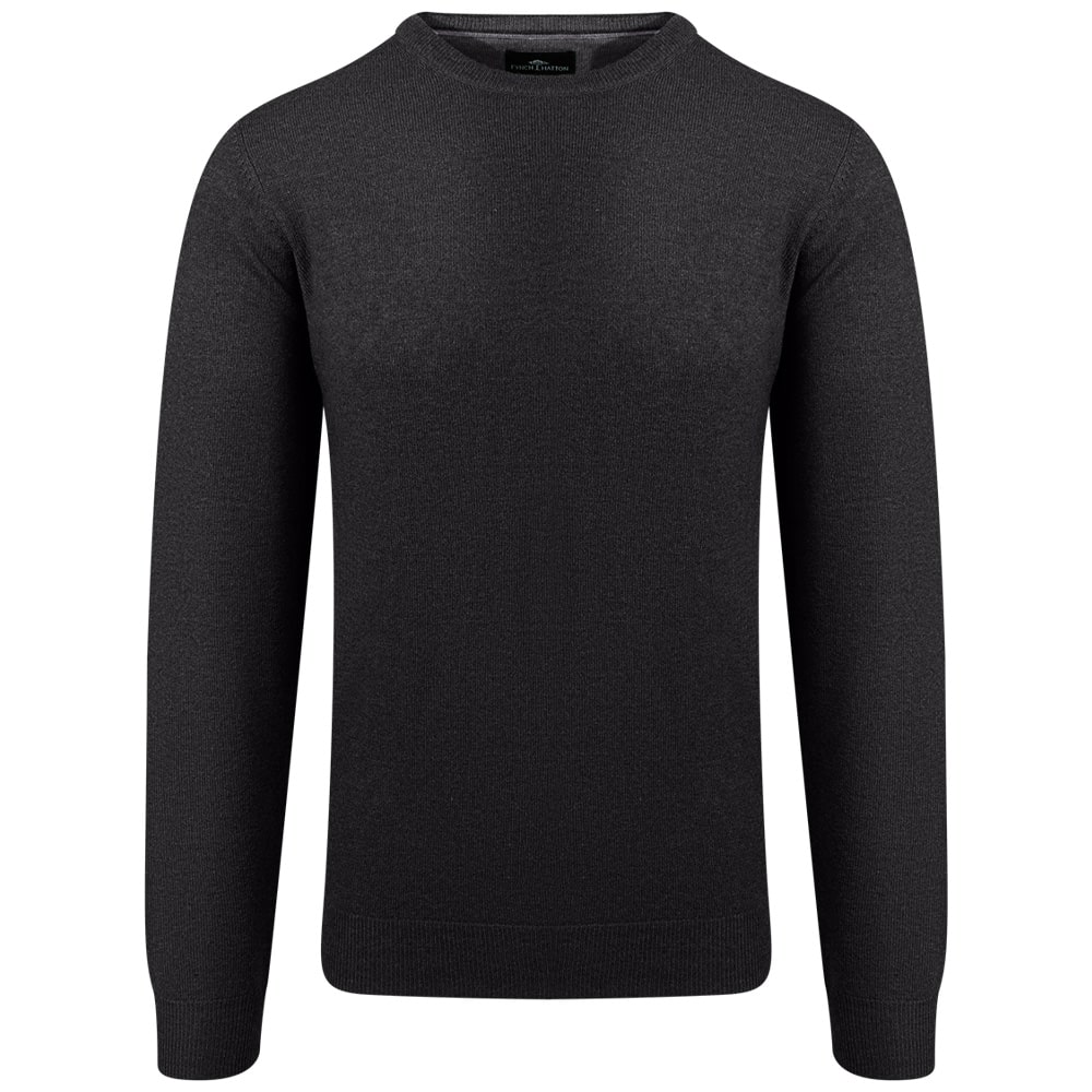 Fynch-Hatton Μαύρο Πουλόβερ C Neck 100% Wool - 1509  715