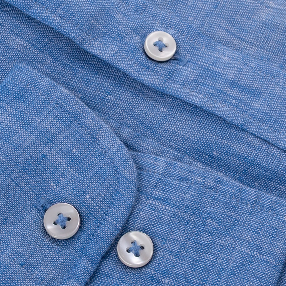 Fynch-Hatton Μπλε Πουκάμισο Button Down 100% Linen - 1513  6000