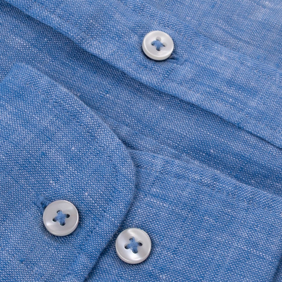 Fynch-Hatton Μπλε Πουκάμισο Button Down 100% Linen - 1513  6000