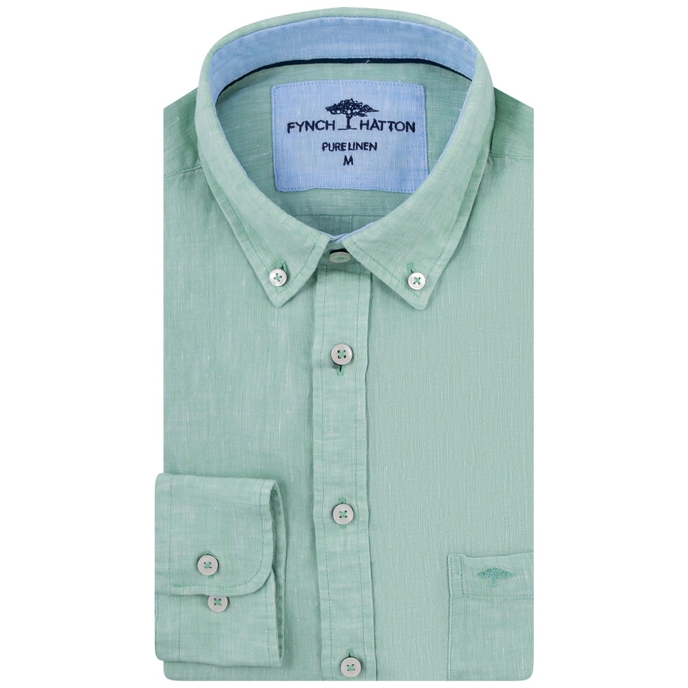 Fynch-Hatton Λαχανί Πουκάμισο Button Down 100% Linen - 1513  6000