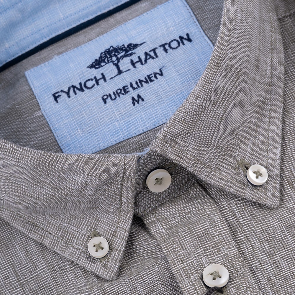 Fynch-Hatton Λαδί Πουκάμισο Button Down 100% Linen - 1513  6000
