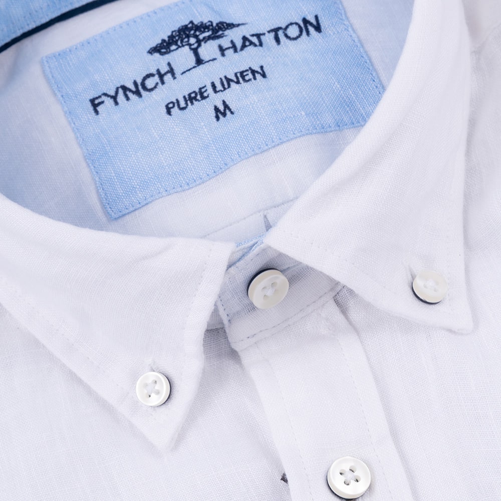 Fynch-Hatton Λευκό Πουκάμισο Button Down 100% Linen - 1513  6000