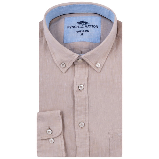 Fynch-Hatton Μπεζ Πουκάμισο Button Down 100% Linen - 1513  6000
