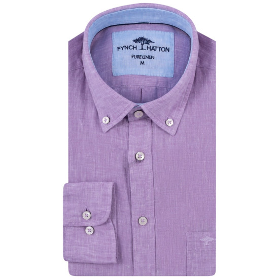 Fynch-Hatton Λιλά Πουκάμισο Button Down 100% Linen - 1513  6000
