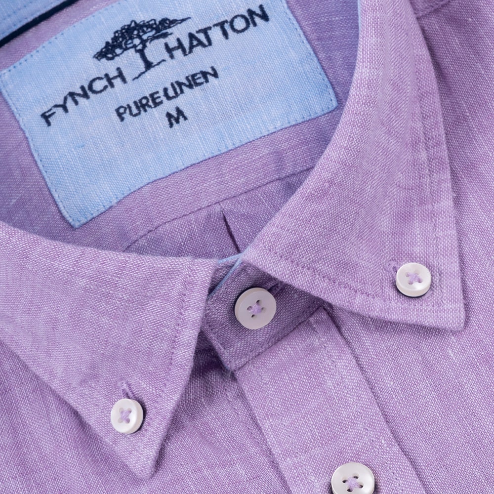 Fynch-Hatton Λιλά Πουκάμισο Button Down 100% Linen - 1513  6000