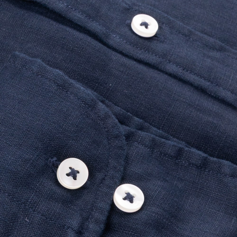 Fynch-Hatton Μπλε Σκούρο Πουκάμισο Button Down 100% Linen - 1513  6000