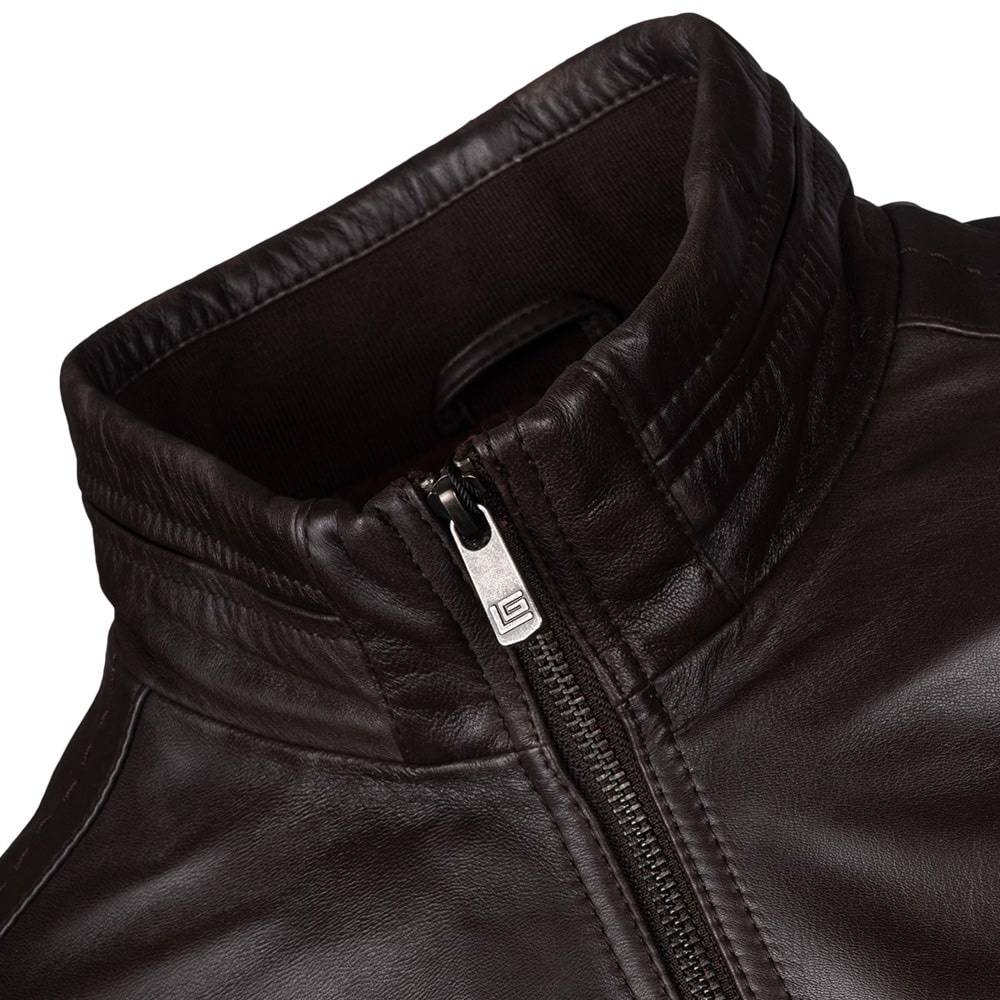 Guy Laroche Καφέ Δερμάτινο Μπουφάν 100% Leather - 731