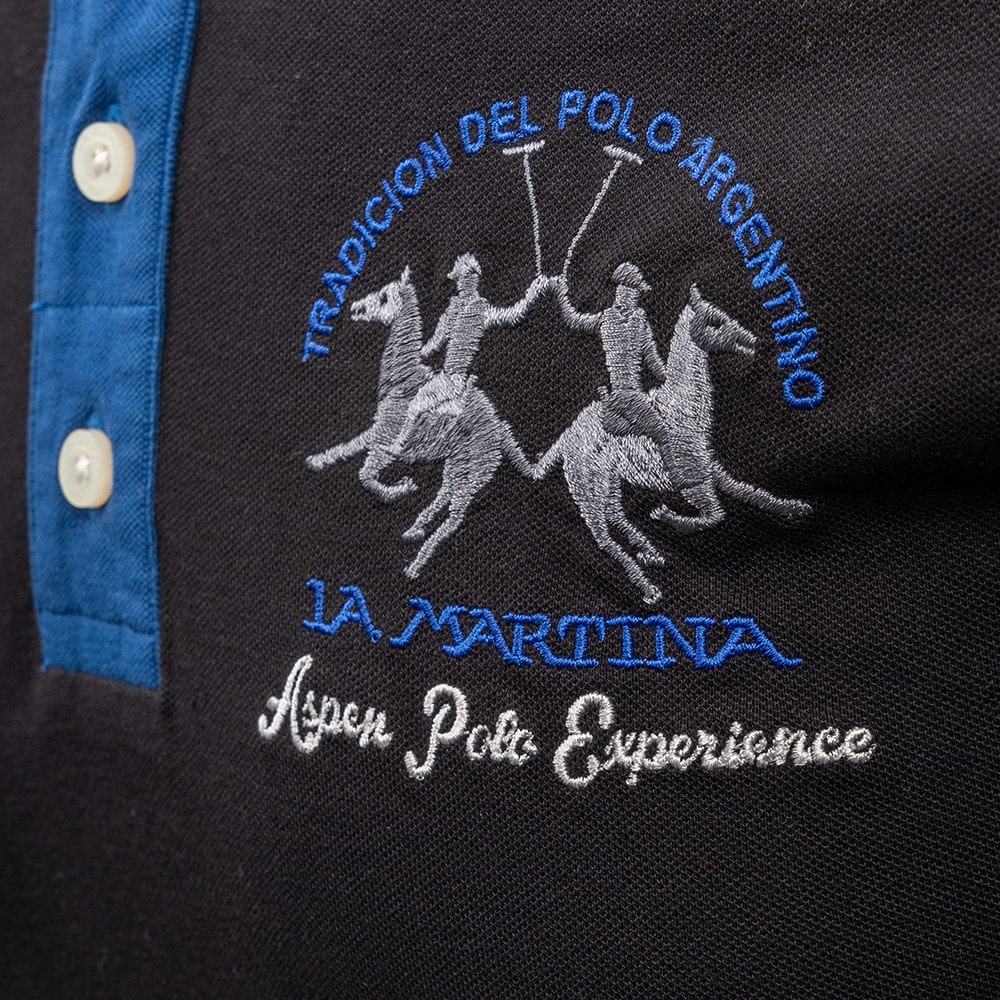 La Martina Μαύρο Μακρυμάνικο polo - 3LMGMP317