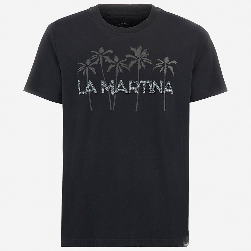 La Martina Μαύρο T-shirt C Neck - 3LMMAR311