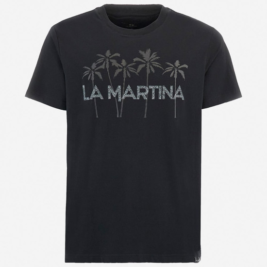 La Martina Μαύρο T-shirt C Neck - 3LMMAR311