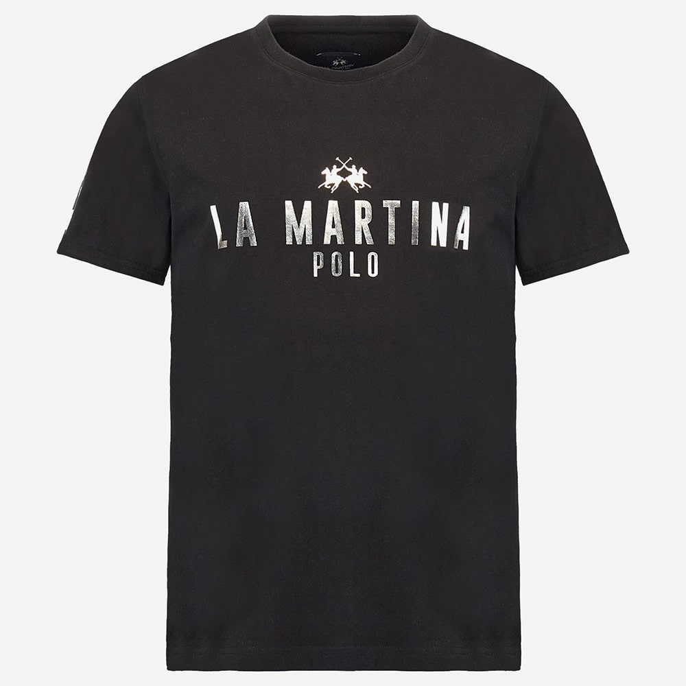 La Martina Μαύρο T-shirt C Neck - 3LMMAR322