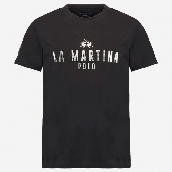 La Martina Μαύρο T-shirt C Neck - 3LMMAR322