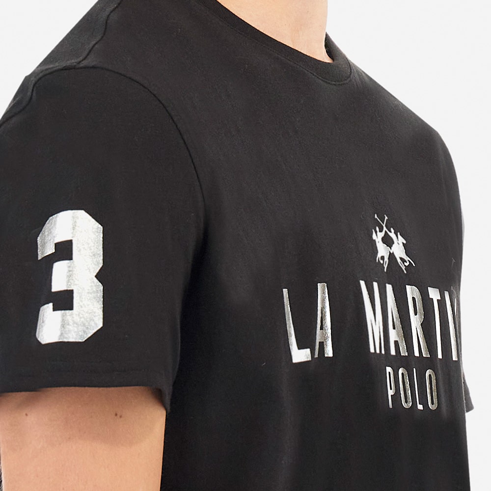 La Martina Μαύρο T-shirt C Neck - 3LMMAR322