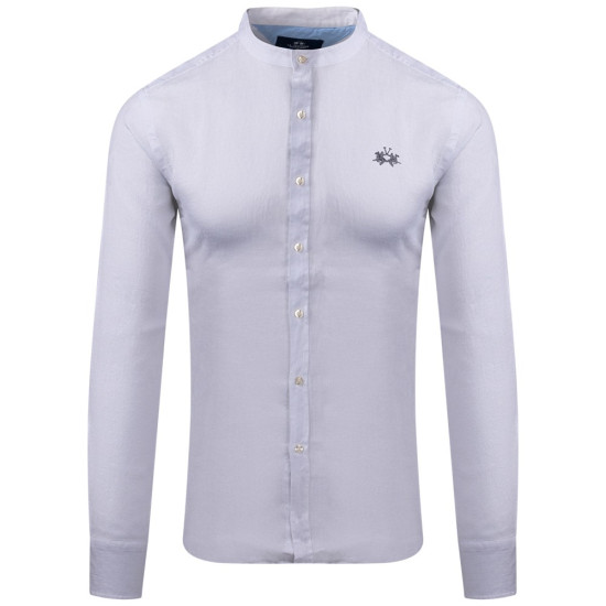 La Martina Λευκό Πουκάμισο Mao 100% Linen - 3LMVMC308