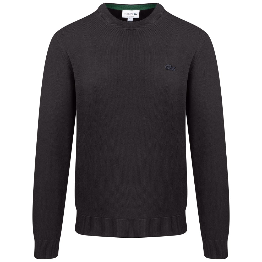 LACOSTE Μαύρο Πουλόβερ C Neck 100% Wool - 3AH1969