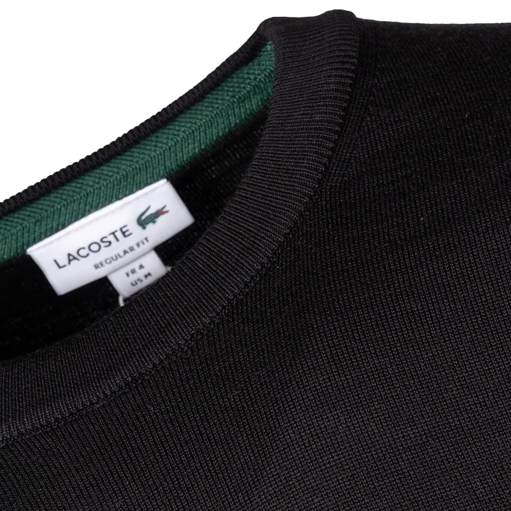 LACOSTE Μαύρο Πουλόβερ C Neck 100% Wool - 3AH1969