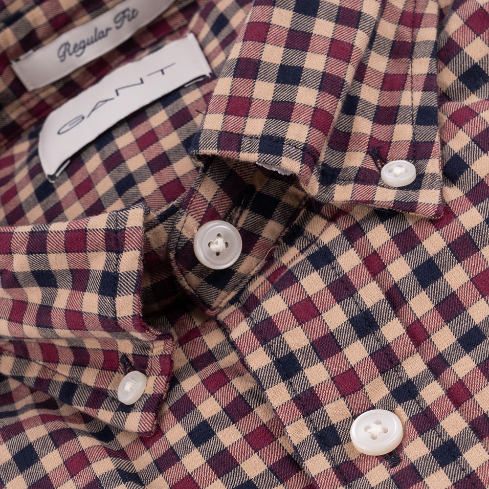 Gant Μπεζ Πουκάμισο Button Down Καρό - 3G3240193