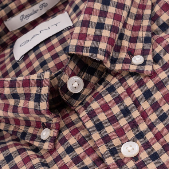 Gant Μπεζ Πουκάμισο Button Down Καρό - 3G3240193