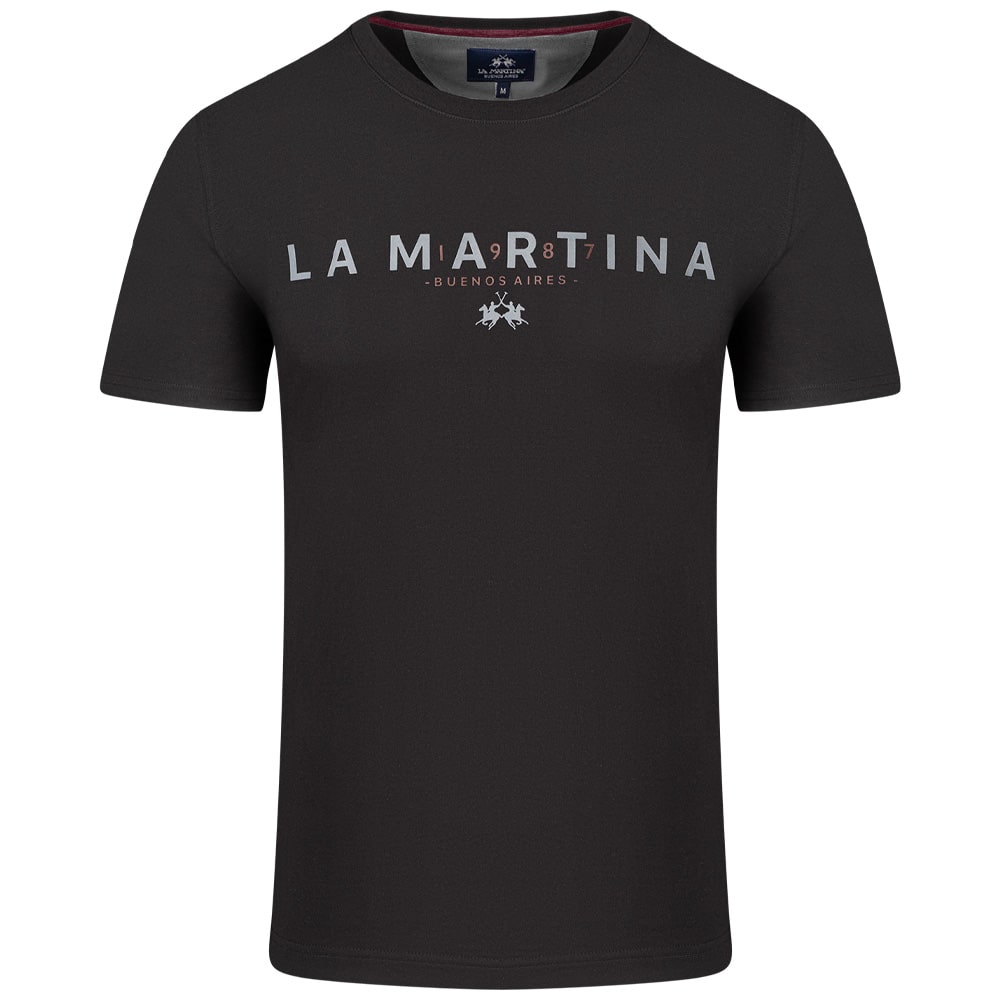 La Martina Μαύρο T-shirt C Neck - 3LMMBR007